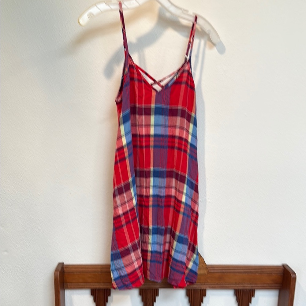 SO Red and Blue Plaid Dress with Adjustable Straps